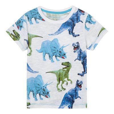 Boys' white dinosaur print t-shirt